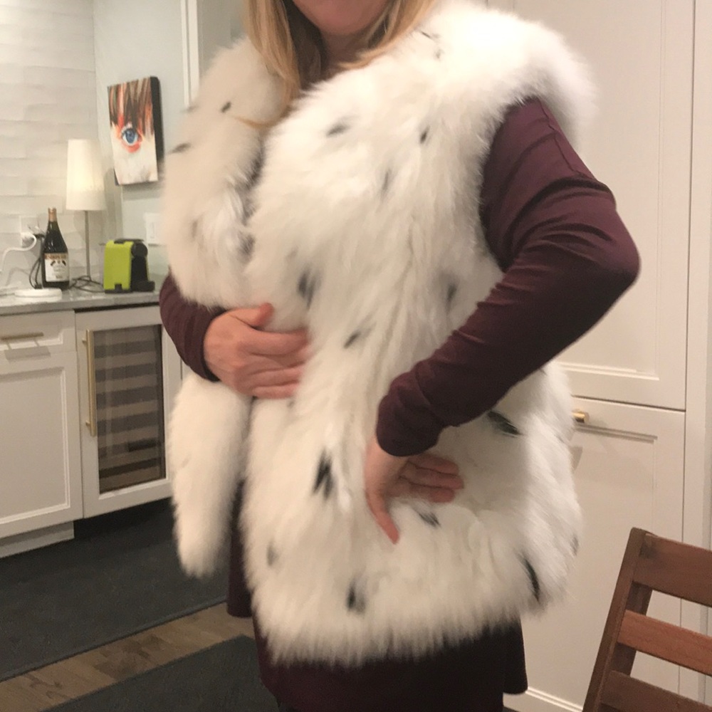 Fur Silver Fox  knitted Vest